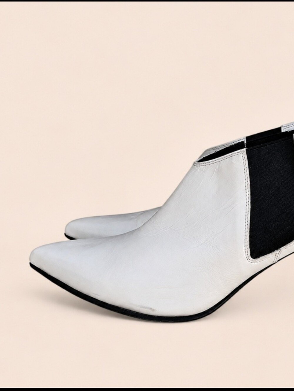 Rag & Bone BEHA Chelsea Booties 38 US 8.5 Ivory Leather Stiletto Heels - Picture 10 of 15